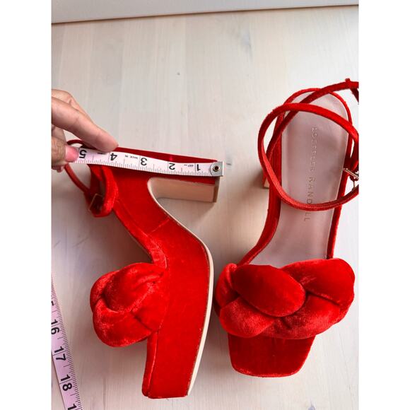LOEFFLER RANDALL FAE PLATFORM HEEL in red velvet Scarlett size 5.5 - Picture 8 of 11